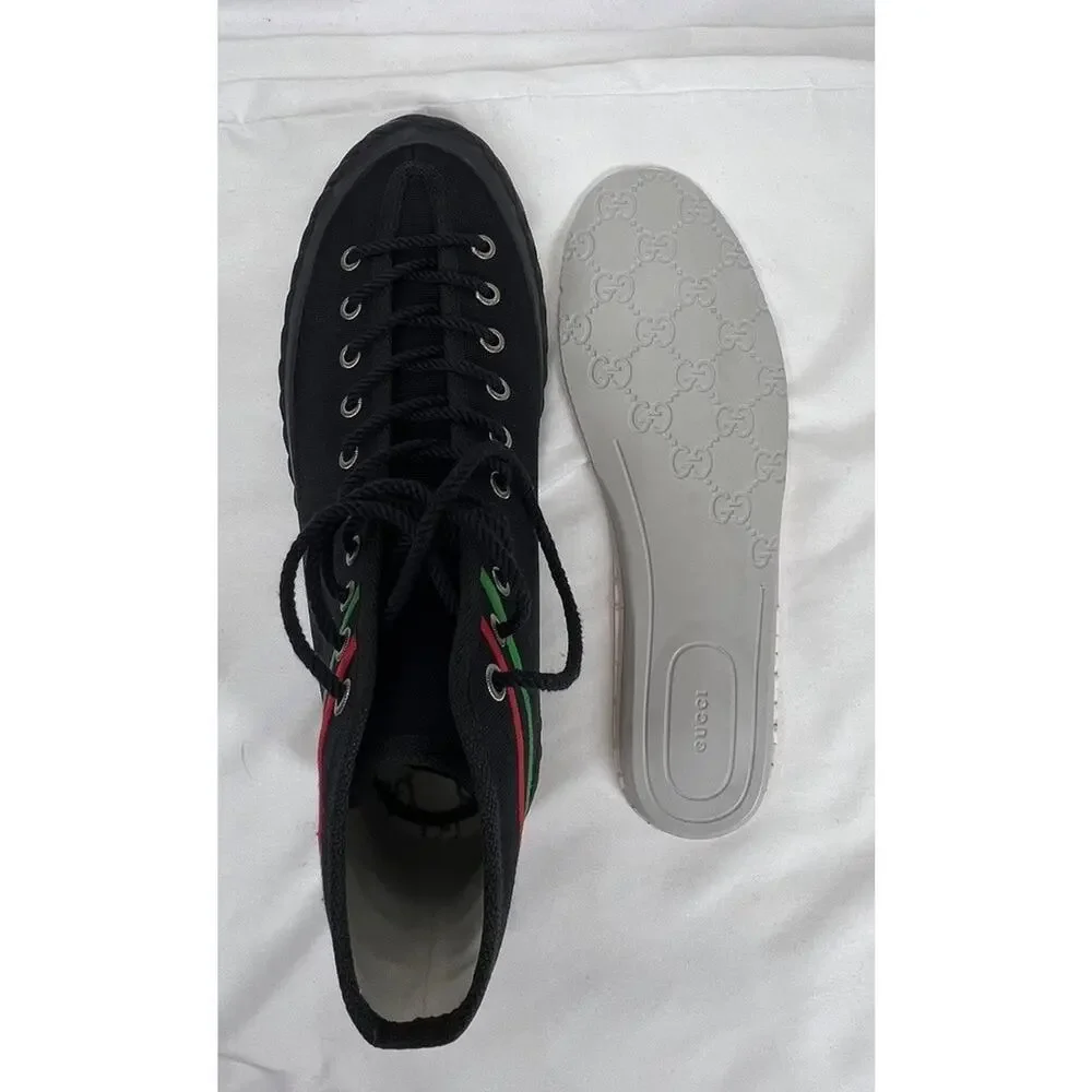 Gucci Interlocking G Hightop Black Sneakers Men's US7.5 SPB-CA 346079